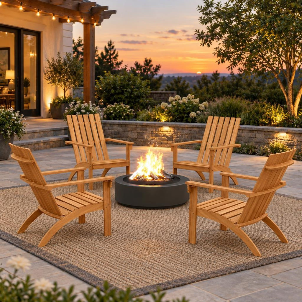 Airfind Outdoor Durable Patio Acacia Wood Adirondack Lounge Armchair, 350 lbs Capacity, Acacia wood Frame, Natural