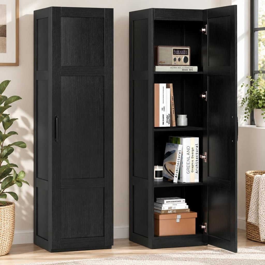 Airfind Tall Storage Cabinet with 4 Storage Shelves for Bathroom Living Room, 110 lbs Capacity, Engineered Wood MDF Frame, 16in x 15in x 59in Footprint