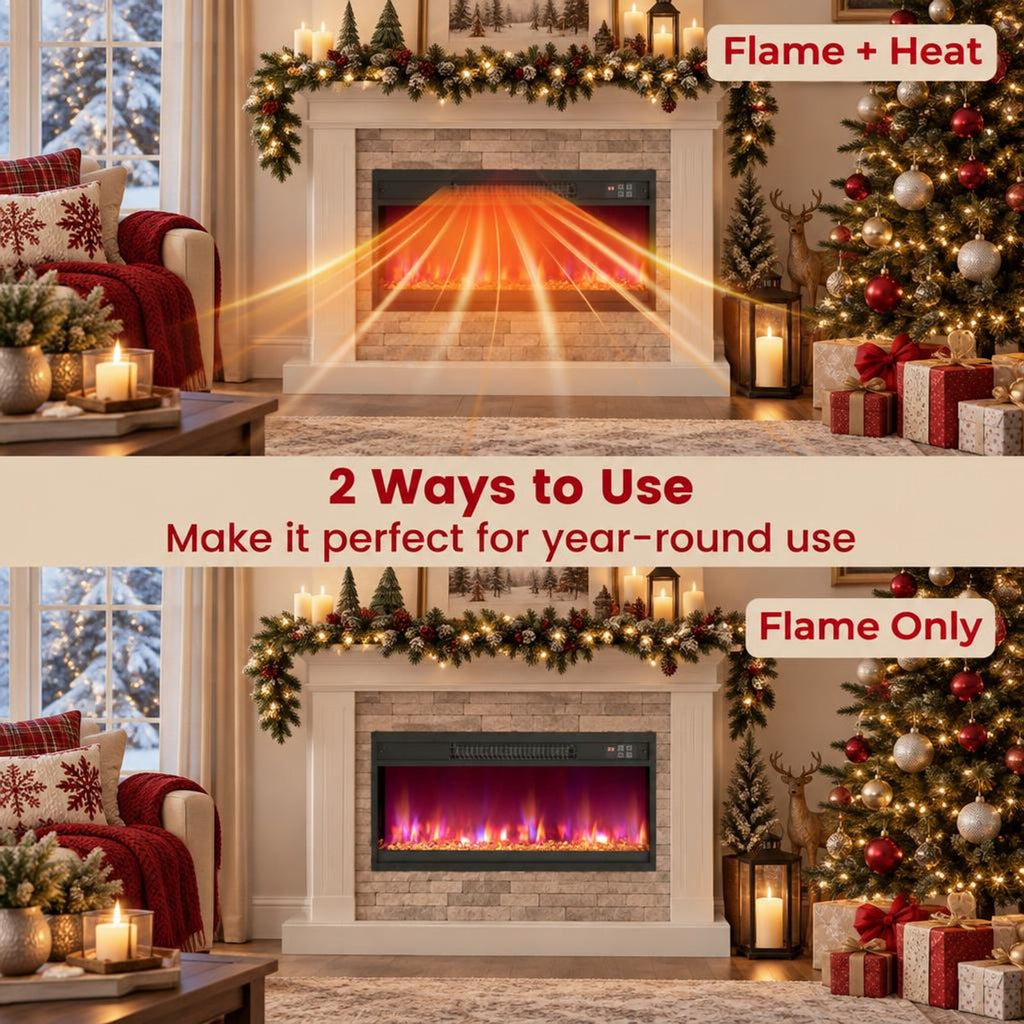 Airfind 18/23/26 Inch 1500W Electric Fireplace Insert with Remote Control-26 inches, Metal Tempered Glass Frame, 19.3in x 4.8in x 17.7in Footprint