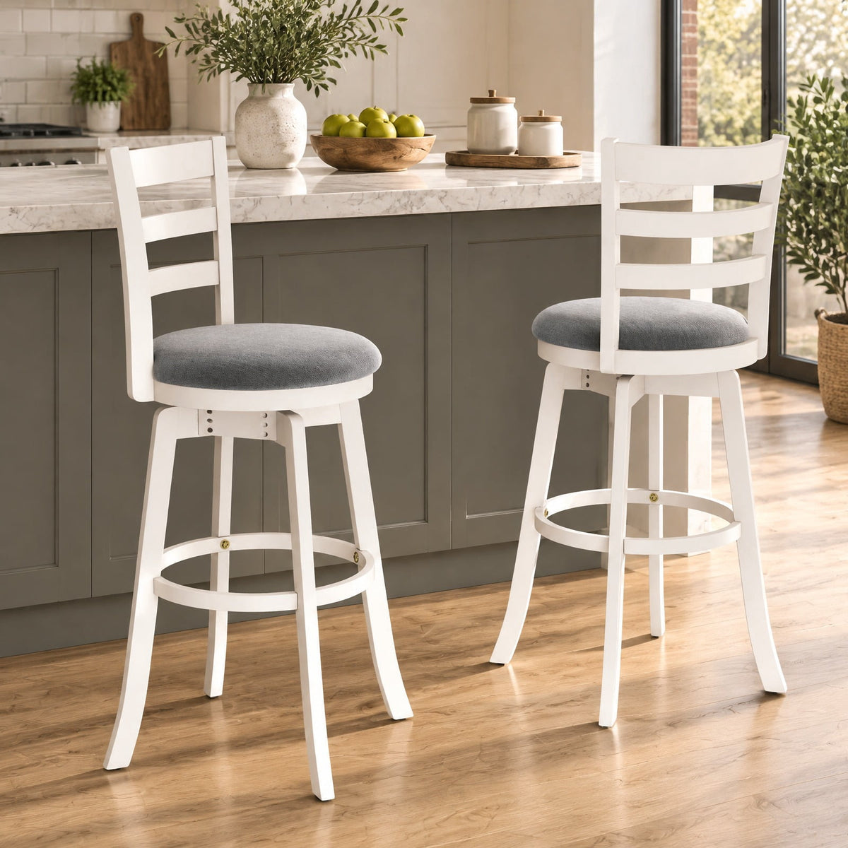 Airfind 25 Inch /30.5 Inch Swivel Barstools Set of 2 360° Rotating Bar/Counter Height Chairs with Upholstered Seat-30.5 Inch, 350 lbs Capacity