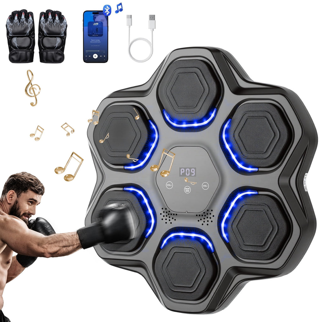 Airfind Smart Music Boxing Machine Target Trainer with Bluetooth Interactive Reflex Punch Pad for Home Gym and Kids Training 9 Speed Modes, Black