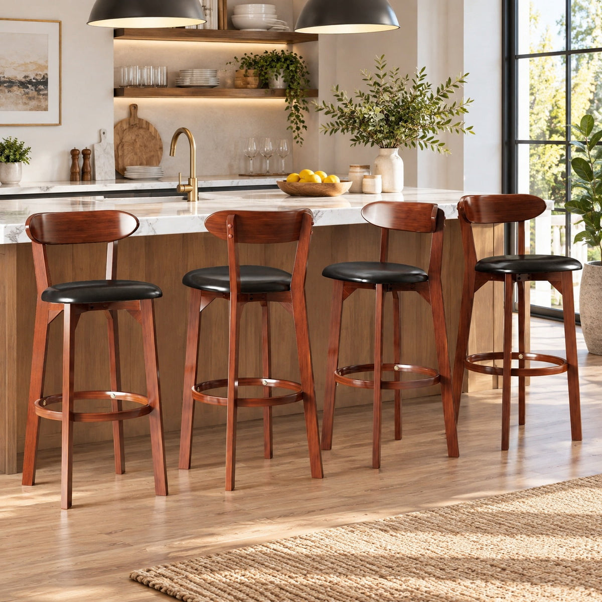 Airfind Set of 2 29 Inch Modern Armless Upholstered Cushioned Seat Island Dining Chairs for Kitchen, 275 lbs Capacity, 16.5 x 19 x 40 Footprint