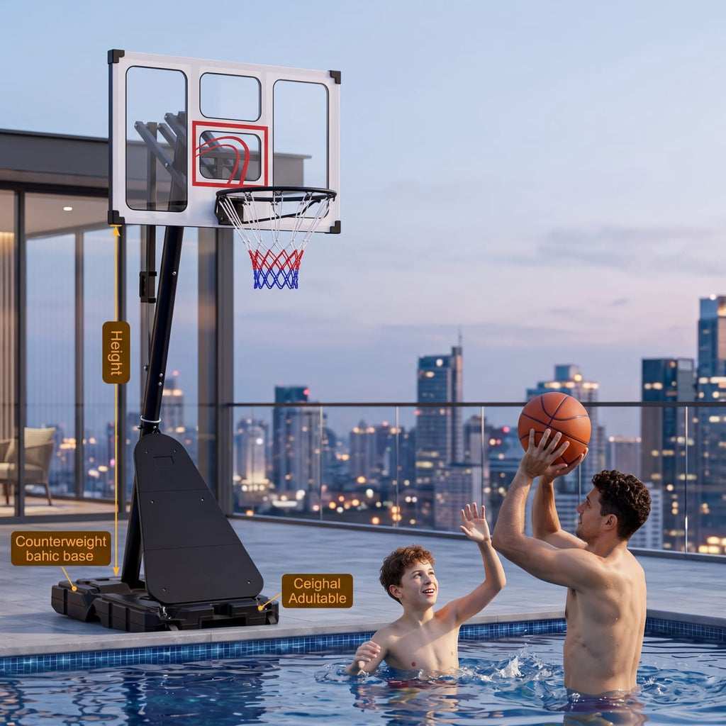 Airfind Portable Basketball Hoop with 4.9 to 10 Foot Adjustable Height Shatterproof PC Backboard Rebounder and Ball Storage for Backyard, Black
