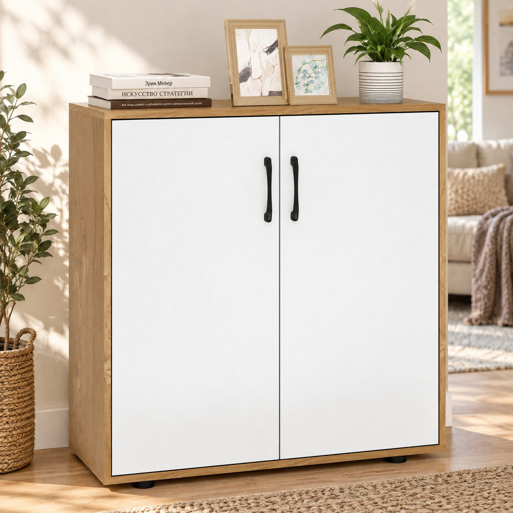 Airfind Coffee Bar Cabinet with 5-Position Adjustable Shelf for Living Room Dining Room, 90 lbs Capacity, Engineered Wood MDF Frame, Natural
