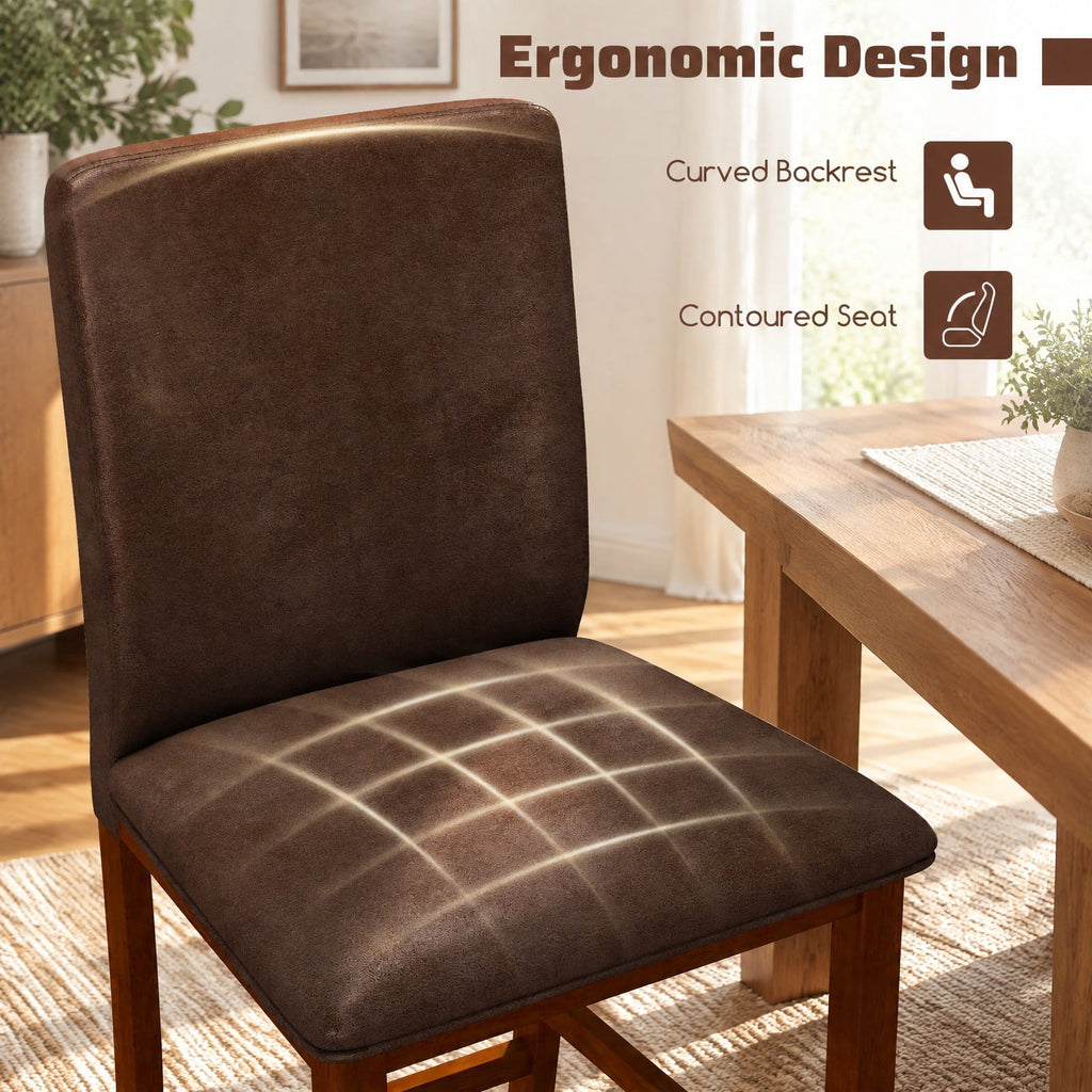 Airfind Counter Barstools, Set of 2, with Rubberwood Legs and Upholstered Seat, 330 lbs Capacity, Rubberwood Polyester Sponge Frame, Walnut