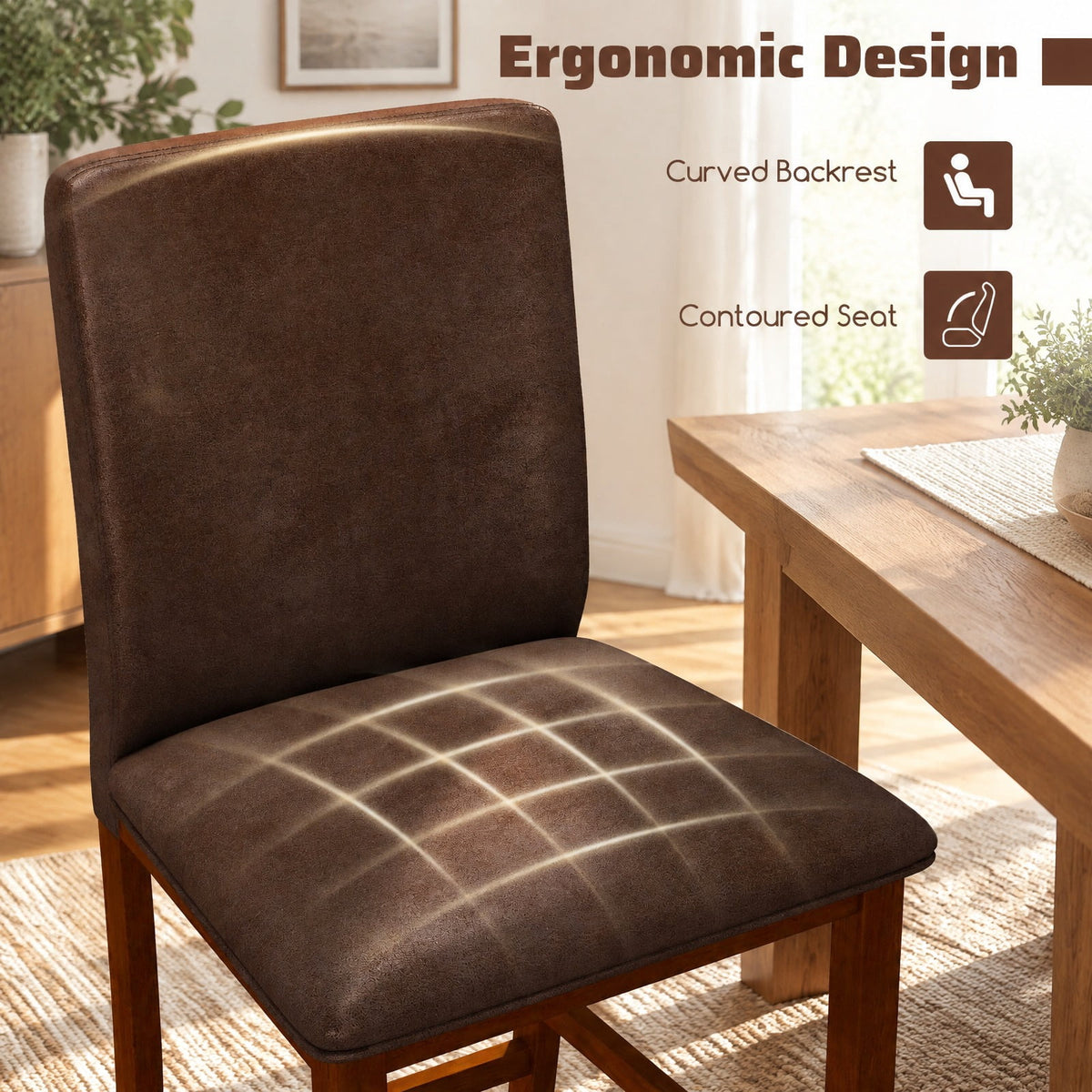 Airfind Counter Barstools, Set of 2, with Rubberwood Legs and Upholstered Seat, 330 lbs Capacity, Rubberwood Polyester Sponge Frame, Walnut