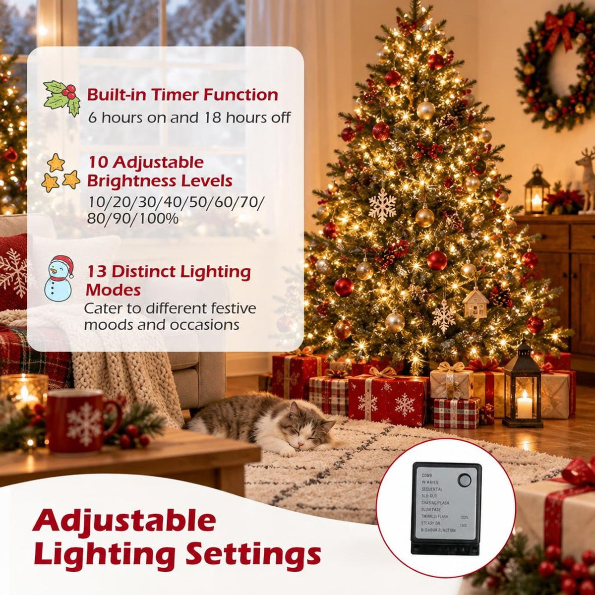 AIRFIND Pre-Lit Christmas Tree 7 ft Snow Flocked with 1074 Branch Tips, 450 Warm White LEDs, 13 Light Modes, Timer and Metal Stand