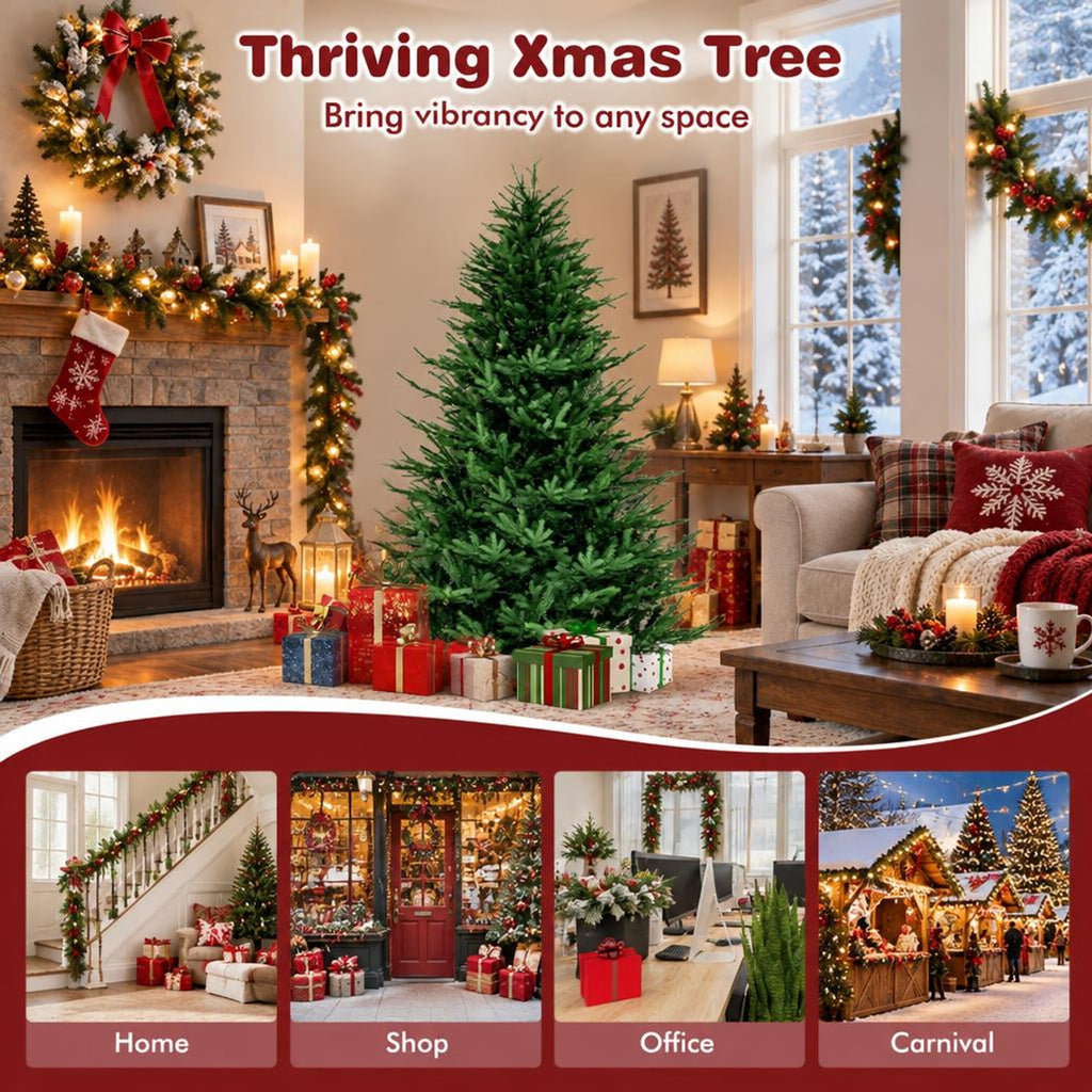 Airfind Pre-lit Christmas Tree with 280 Warm White LED Lights and 8 Lighting Modes-6ft, White, the 3-section design easy to install and store