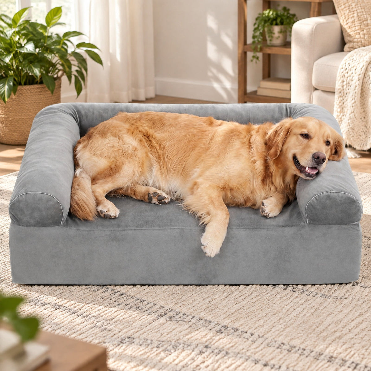 Airfind Cooling Gel Memory Foam Dog Bed for Medium Dogs with Washable Cover, Cooling Gel Memory Foam Silicone Polyester 25D Foam Frame, Dark Gray