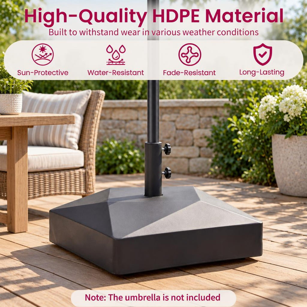 Airfind 154lbs Mobile Fillable Patio Umbrella Base with 4 Wheels, HDPE Metal Frame, 21.5 x 21.5 x 15 Base Footprint, Black