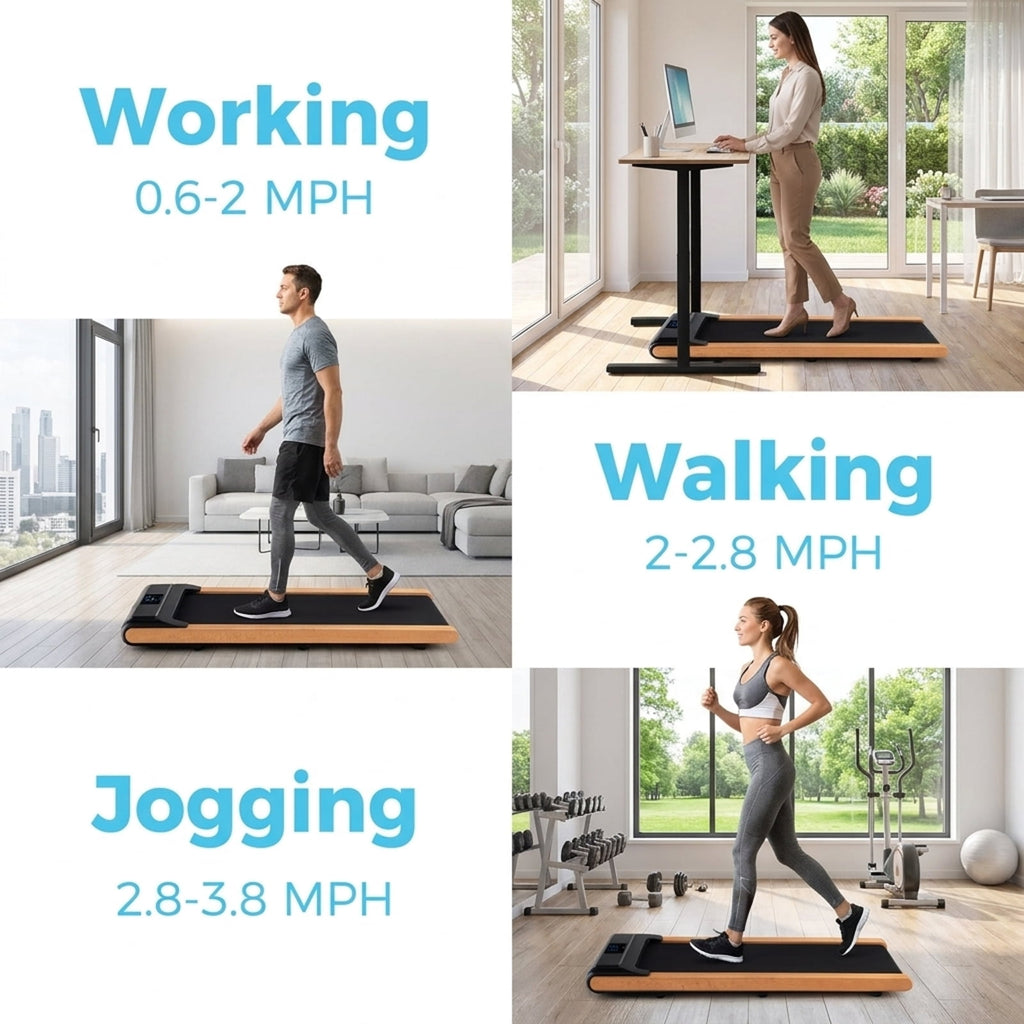 Airfind SlimWalk 5 in Under Desk Walking Pad Treadmill for home with remote control and smart app plus 220 lb capacity and 48 x 21 in belt for small spaces, Black