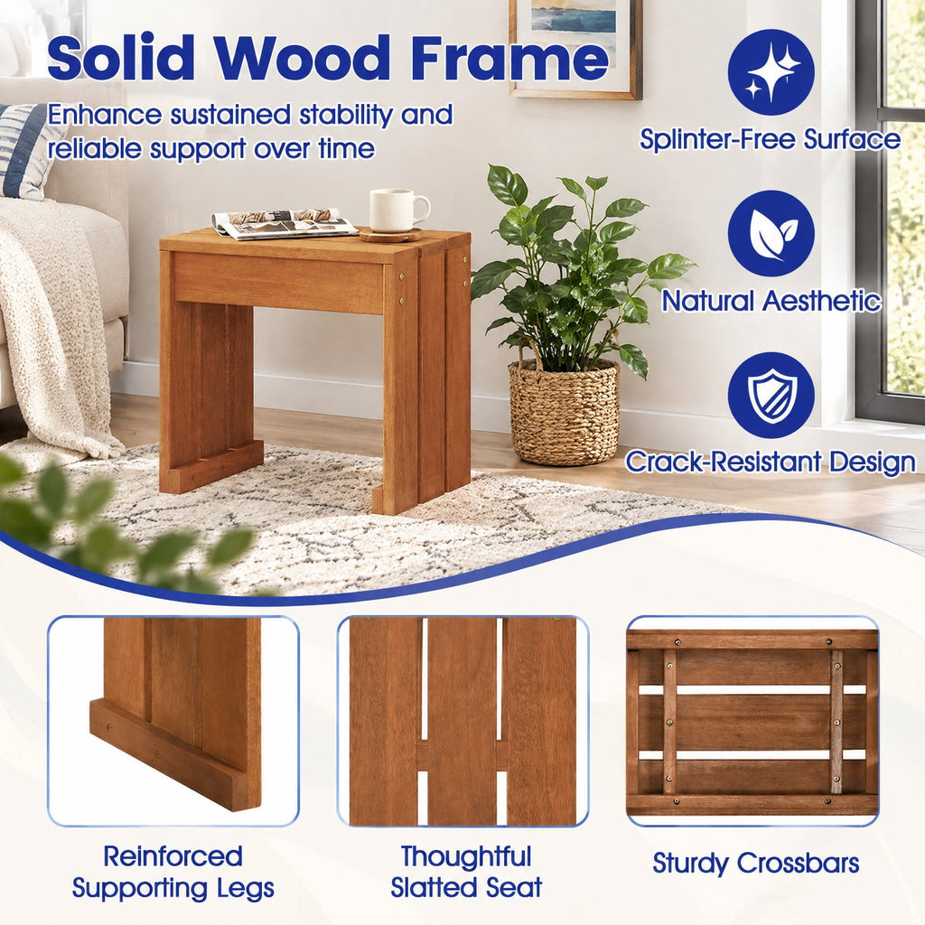 Airfind Multi-Use Solid Wood Backless Bench, Side Table and Plant Stand for Patio, Entryway, Living Room and Garden, 242 lbs Capacity, 18 Inch x 12 Inch x 17 Inch , Natural