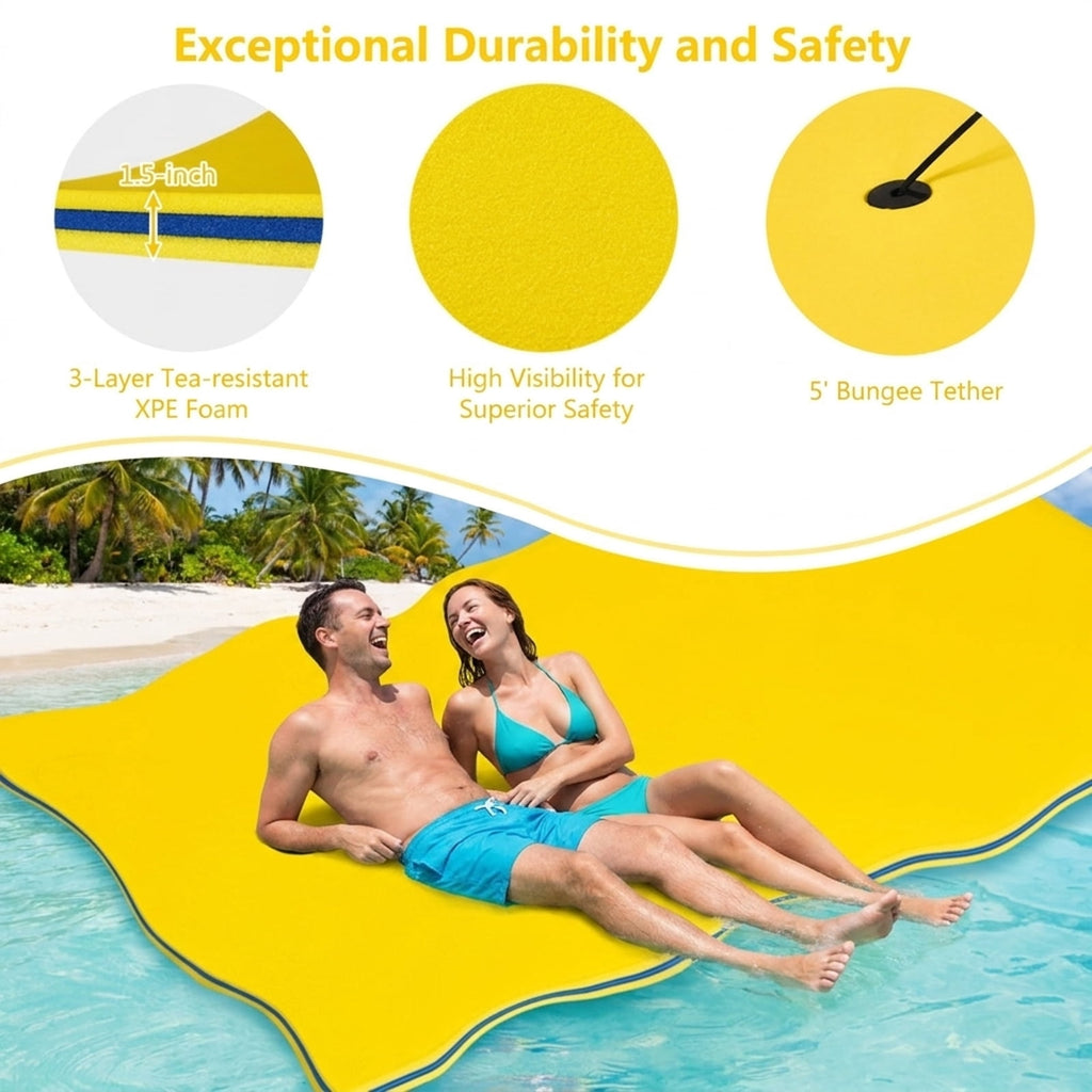 Airfind Triple-Layer Lake Float Pad with Roll-Up Storage, Yellow
