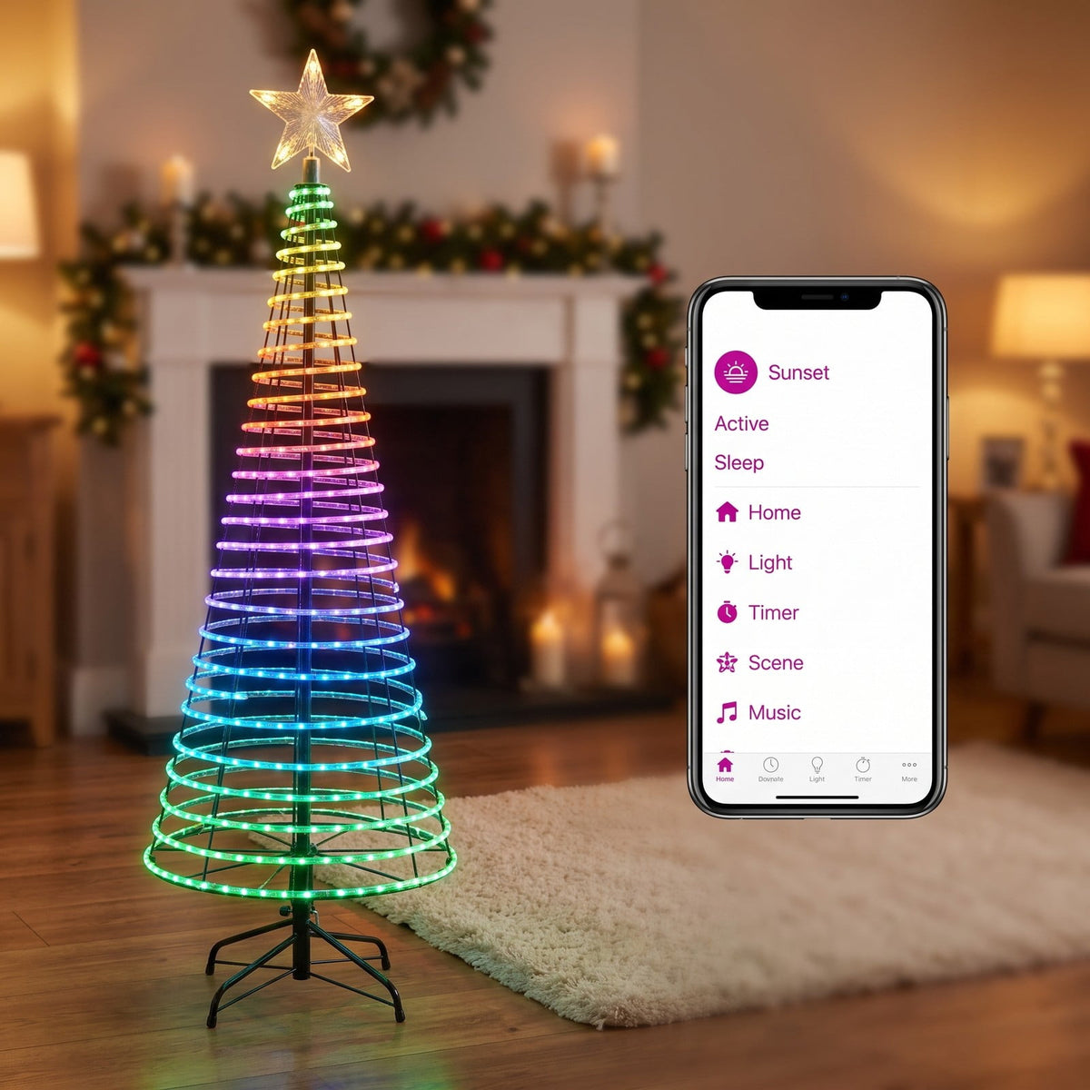 Airfind 6.2 Feet Pop-up Lighted Christmas Tree with 282 RGB LED Lights, PVC PP steel Frame, 2 x 6.2 ft Footprint, Green