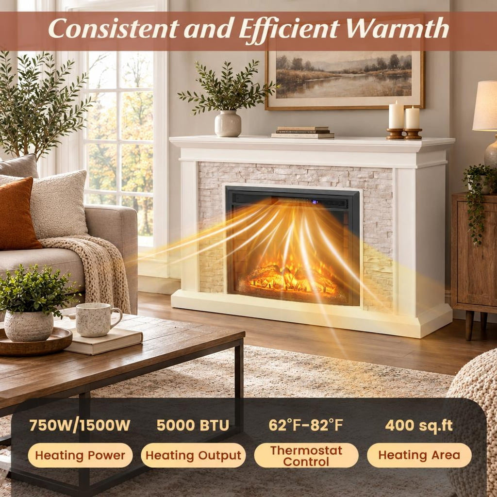 Airfind Curved Recessed Electric Fireplace Insert with Remote Control and Overheat Protection-26 Inch, Metal Tempered Glass Frame, Black