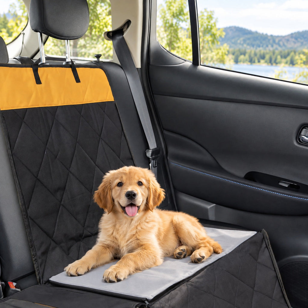 Airfind Dog Car Seat Cover with Mesh Window for Small and Medium Dogs, 600D Oxford Fabric Sponge PVC 210D Oxford Fabric Frame, Black