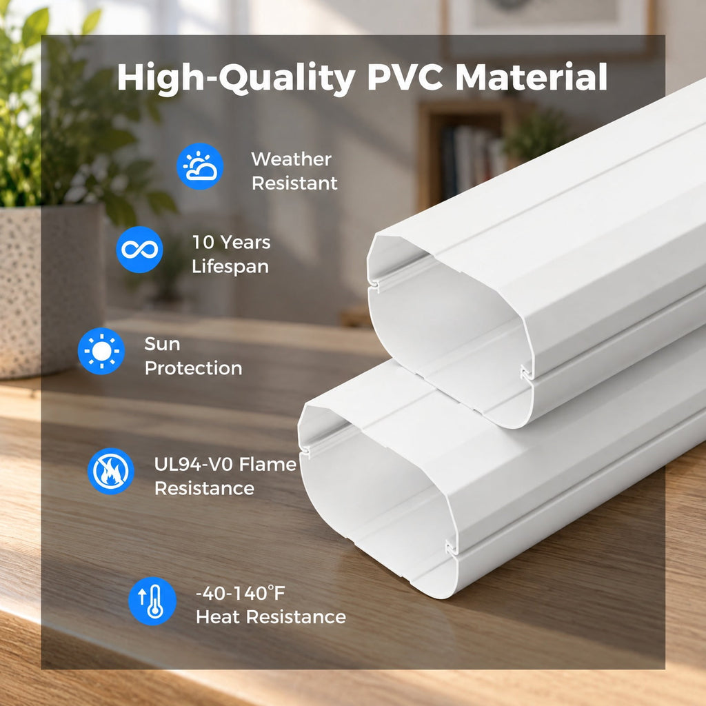Airfind 4 Inches W Mini Decorative PVC Slim Line Cover Kit-4 inches, PVC Straight Duct Frame, 39.5 x 2.7 x 4 Flexible Duct Footprint, White