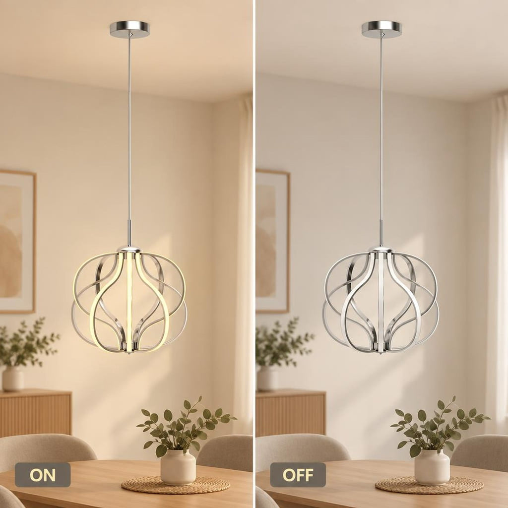 Airfind Modern Dimmable Warm LED Chandelier, Steel Aluminum PVC Frame, 20 Inch x 25 Inch - 73 Inch Footprint for Everyday Use, White