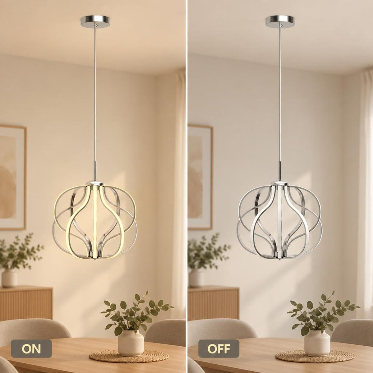 Airfind Modern Dimmable Warm LED Chandelier, Steel Aluminum PVC Frame, 20 Inch x 25 Inch - 73 Inch Footprint for Everyday Use, White