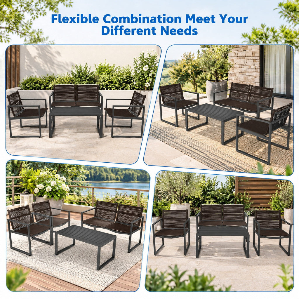 Airfind 4 Pieces Patio Furniture Conversation Set with Sofa Loveseat, 500 lbs Capacity, Steel polyester Frame, 24 Inch x 26 Inch x 32 Inch Footprint
