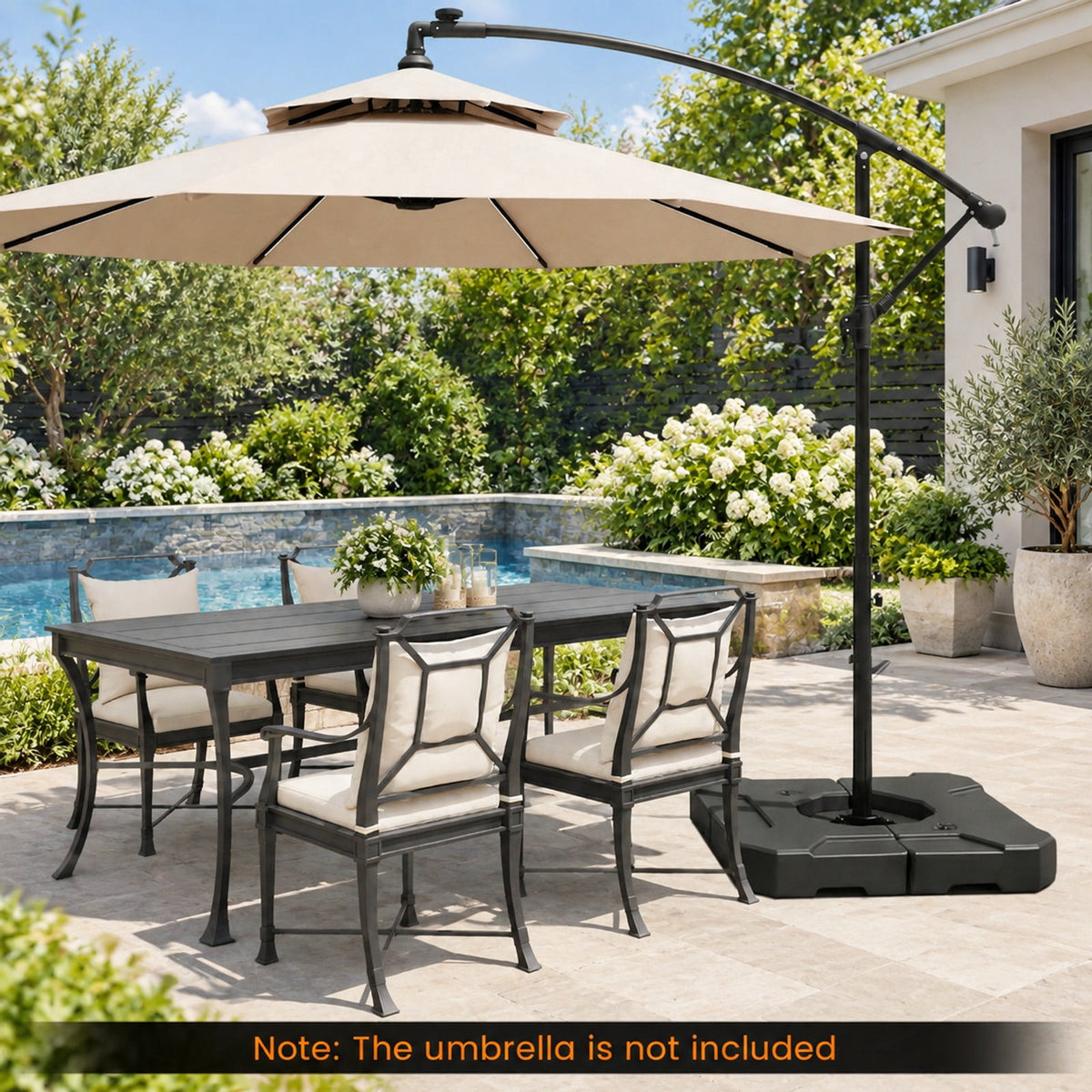 Airfind 274 LBS Cantilever Patio Umbrella Base with Handles, HDPE Frame, 35 Inch x 35 Inch x 5 Inch Compatible Base Hole Spacing 9 Inch Footprint, Black