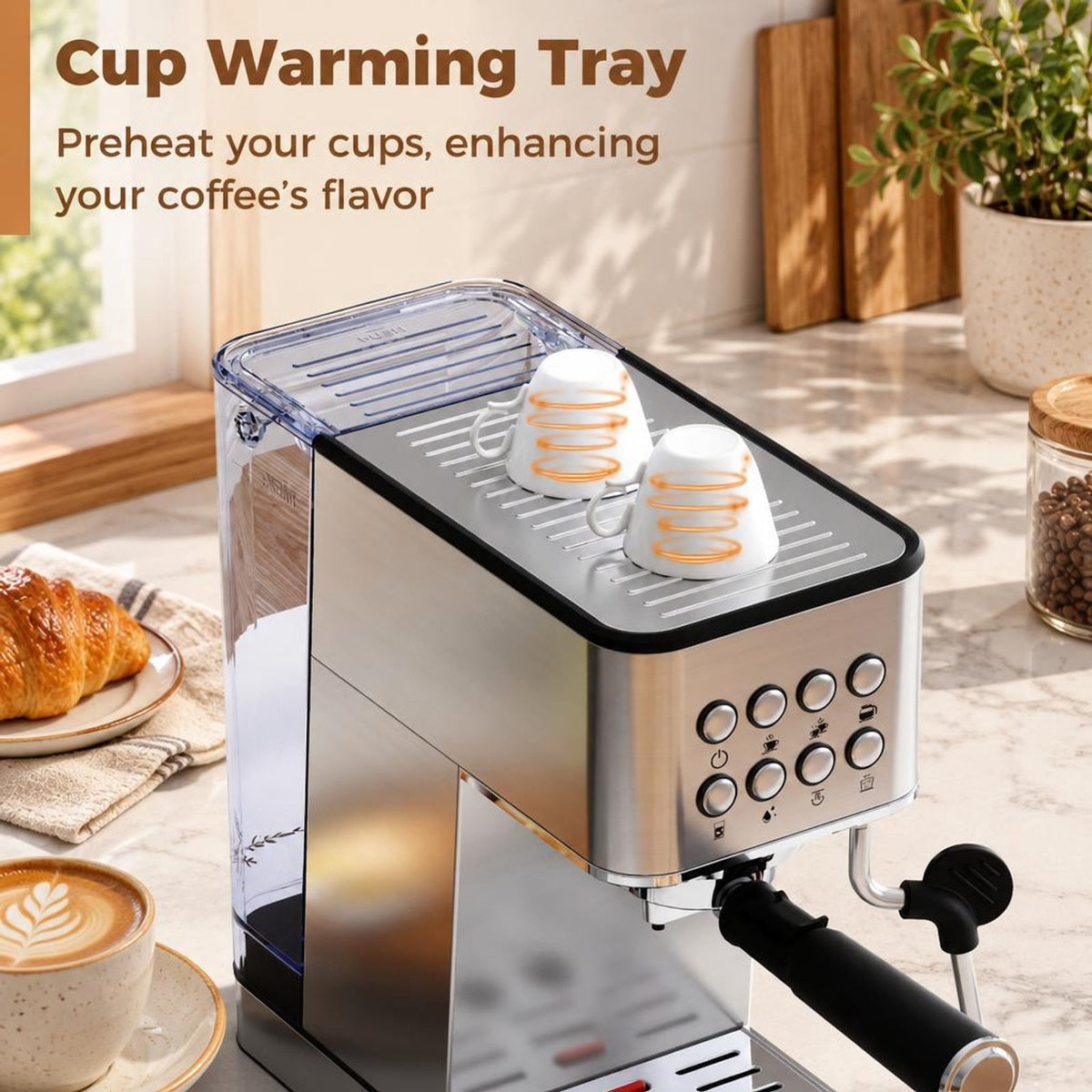 Airfind Espresso Machine 20 Bar Compact Stainless Steel Coffee Maker with Milk Frother, PP ABS Stainless Steel for Convenient Everyday Use, Silver