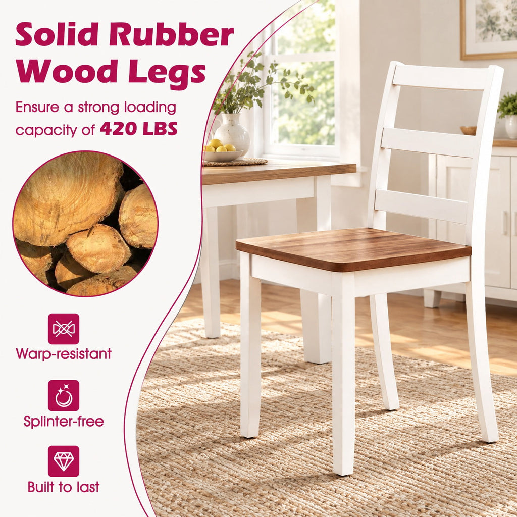 Airfind Set of 4 Wood Dining Chairs with Solid Rubber Wood Legs, 400 lbs Capacity, Rubber Wood MDF Plywood Frame, Wood