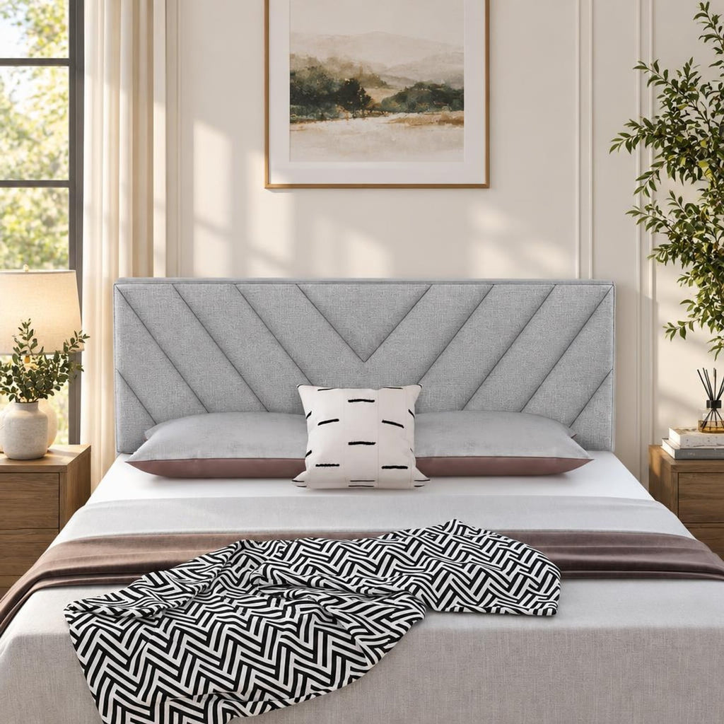 Airfind Linen Upholstered Headboard for Full and Queen Size Bed Frames, Linen Fabric Sponge Rubber Wood MDF Frame, 64 x 3 x 45.5 Footprint, Gray
