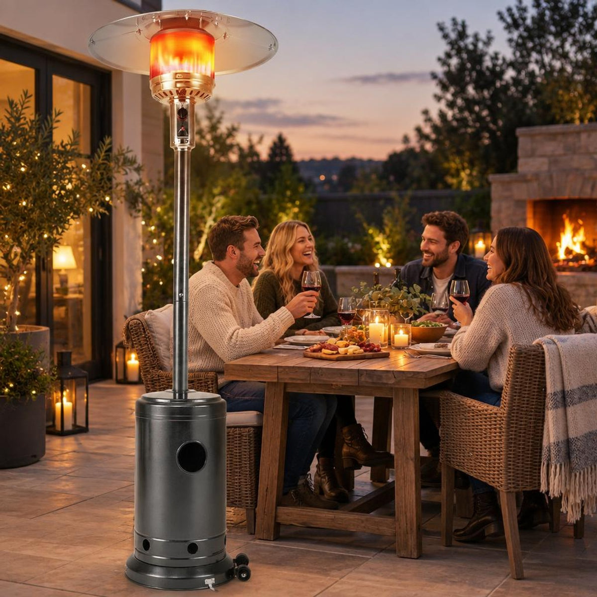 Airfind 50 000 BTU Patio Propane Gas Heater with Stainless Steel Burner, Stainless Steel Metal Aluminum Frame, 32.5in x 86in Footprint, Gray