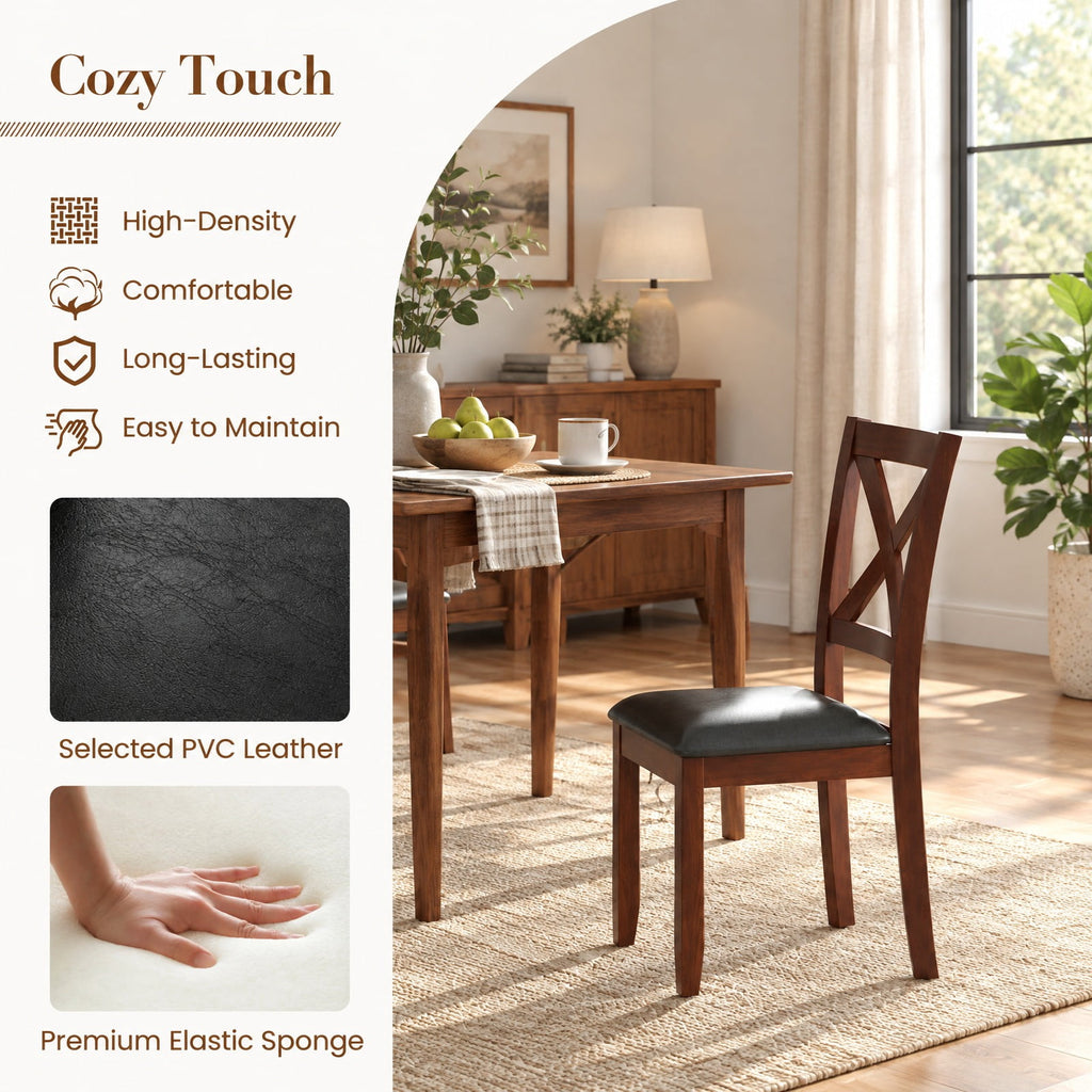 Airfind Set of 2 Wooden Kitchen Dining Chair with Padded Seat and Rubber Wood Legs, Capacity 355 lbs Capacity, 18 x 22 x 39 Footprint, Black