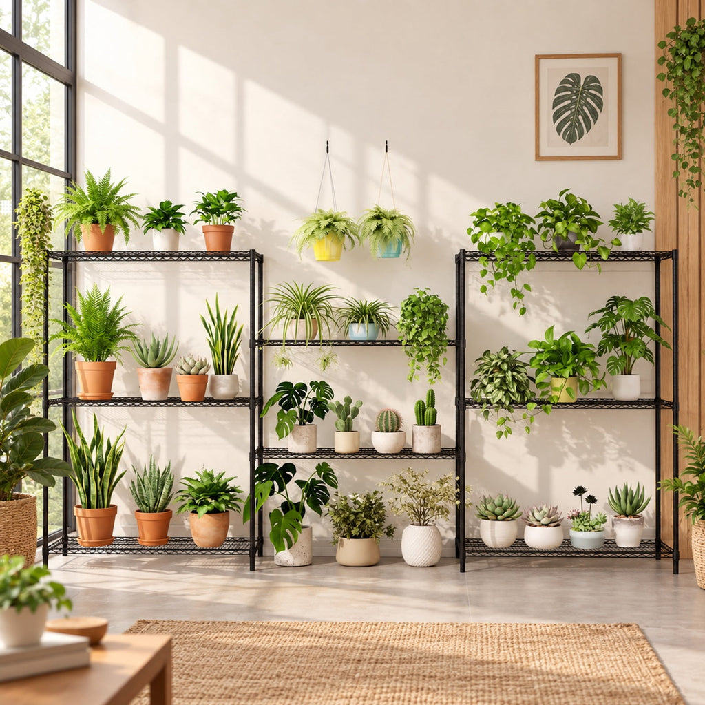 Airfind Set of 2 4-Tier Metal Storage Shelving Unit with V-Shaped Wire Rack, 3200 lbs Capacity, Metal Frame, 48 x 18 x 72.5 Total Footprint