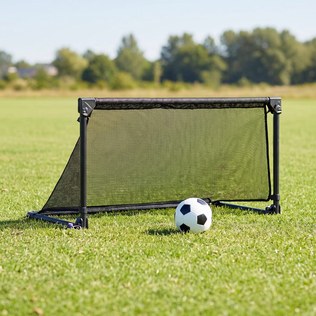 Airfind Portable Pop Up Soccer Goal for Kids with Heavy Duty Metal Frame and Ground Stakes for Backyard Training and Outdoor Practice, Black