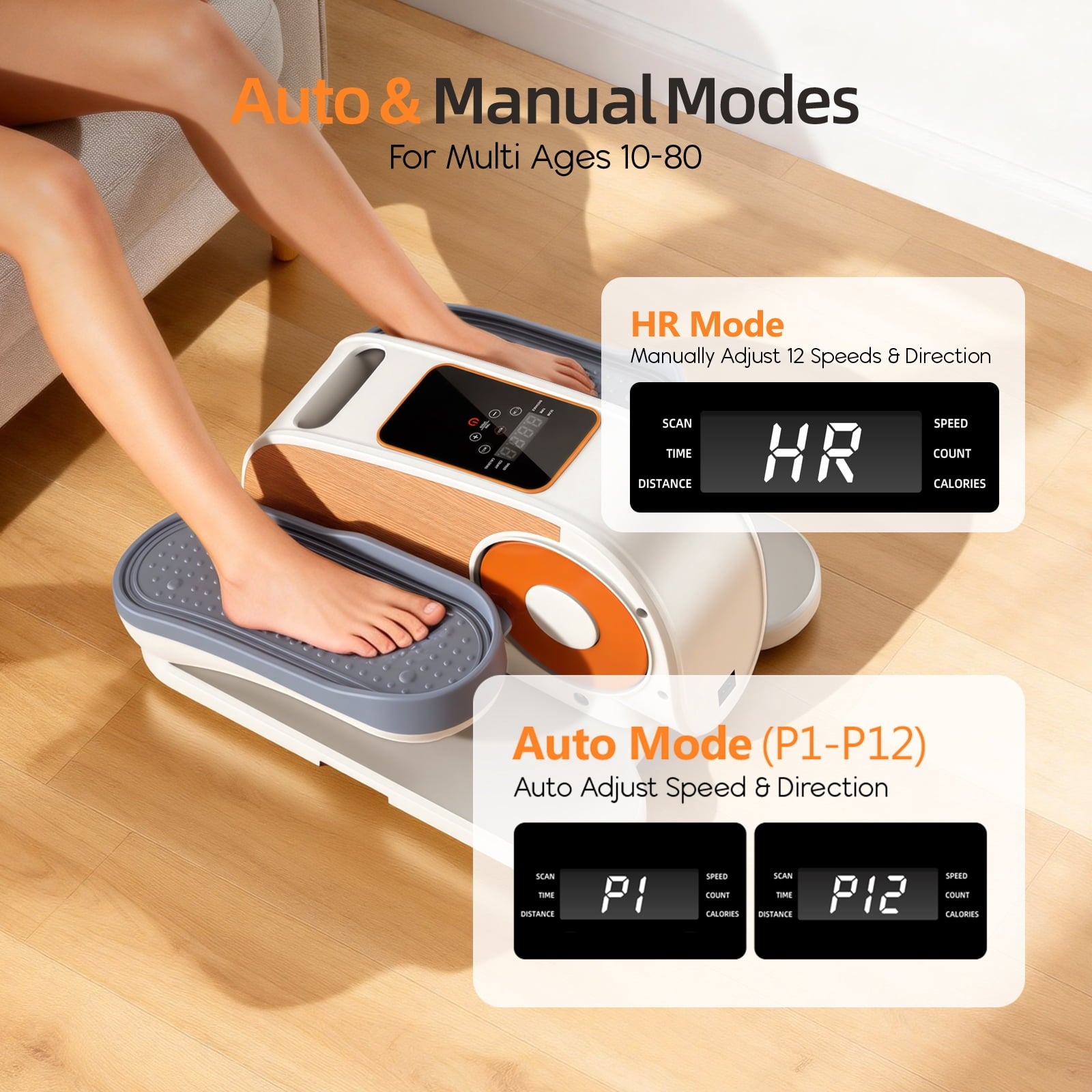 Airfind Seated Under Desk Elliptical Machine Compact Pedal Exerciser Quiet Mini Leg Exerciser for Home Office Workout and Seniors 15 Resistance Levels Gray