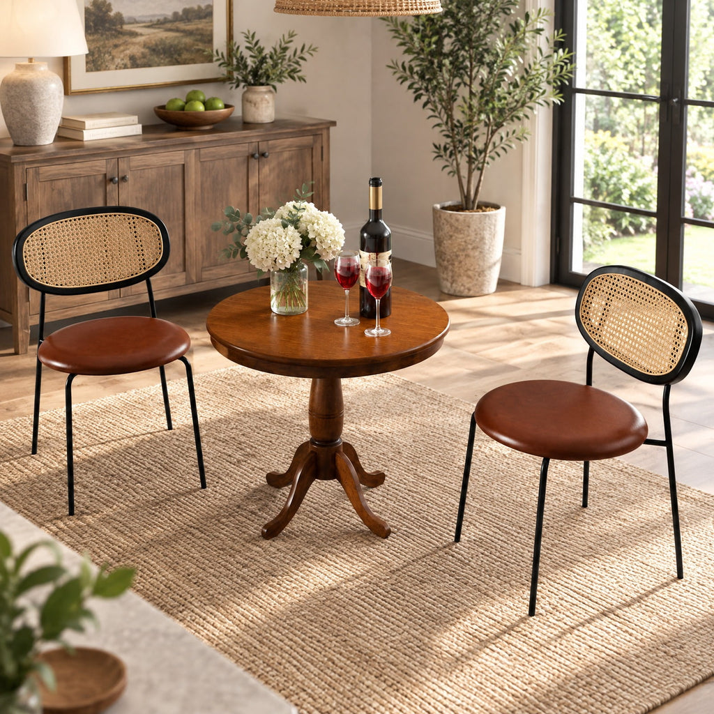 Airfind 32 Inch Wooden Round Pub Pedestal Side Table, MDF board Pedestal Frame, 32 x 30 Footprint, Walnut