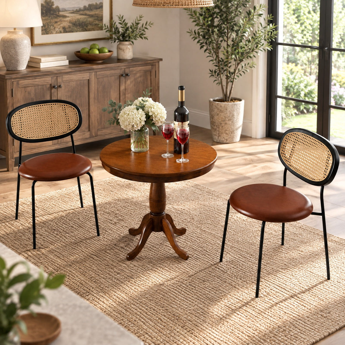 Airfind 32 Inch Wooden Round Pub Pedestal Side Table, MDF board Pedestal Frame, 32 x 30 Footprint, Walnut
