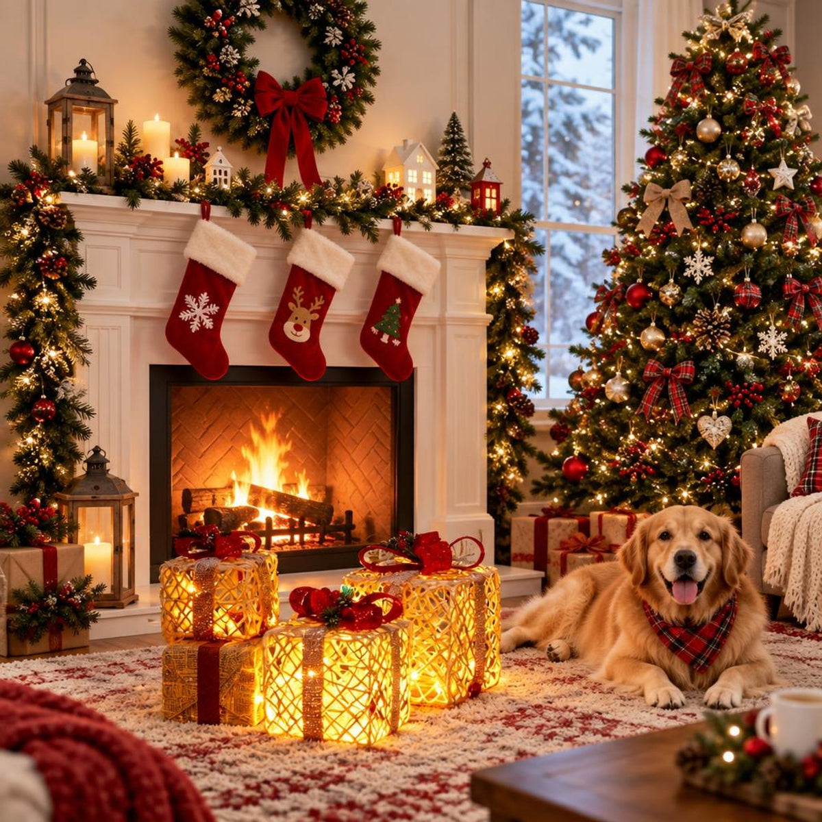 Airfind Pre-lit Christmas Tree with 280 Warm White LED Lights and 8 Lighting Modes-6ft, White, the 3-section design easy to install and store