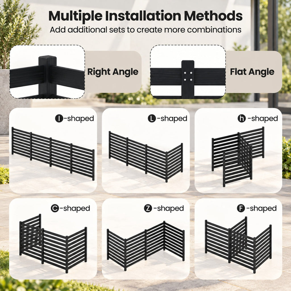 Airfind 4-Panel Wooden Outdoor Privacy Fence with Ground Stakes, Fir Wood Frame, Black, Product Dimensions of Each Screen 38.5 Inch