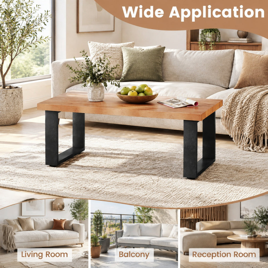Airfind 47 inch Farmhouse Style Rustic Coffee Table with Thickened Tabletop and Natural Wood Texture, 176 lbs Capacity, Engineered Wood Frame, Oak