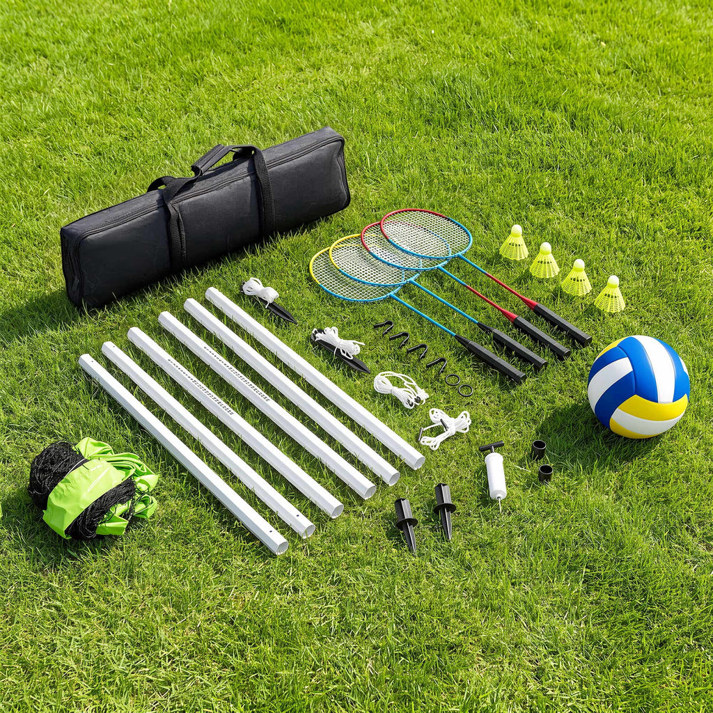 Airfind Volleyball and Badminton Set, Outdoor Portable Badminton Net with Adjustable Height, Complete Net Set with Accessories for Backyard and Beach