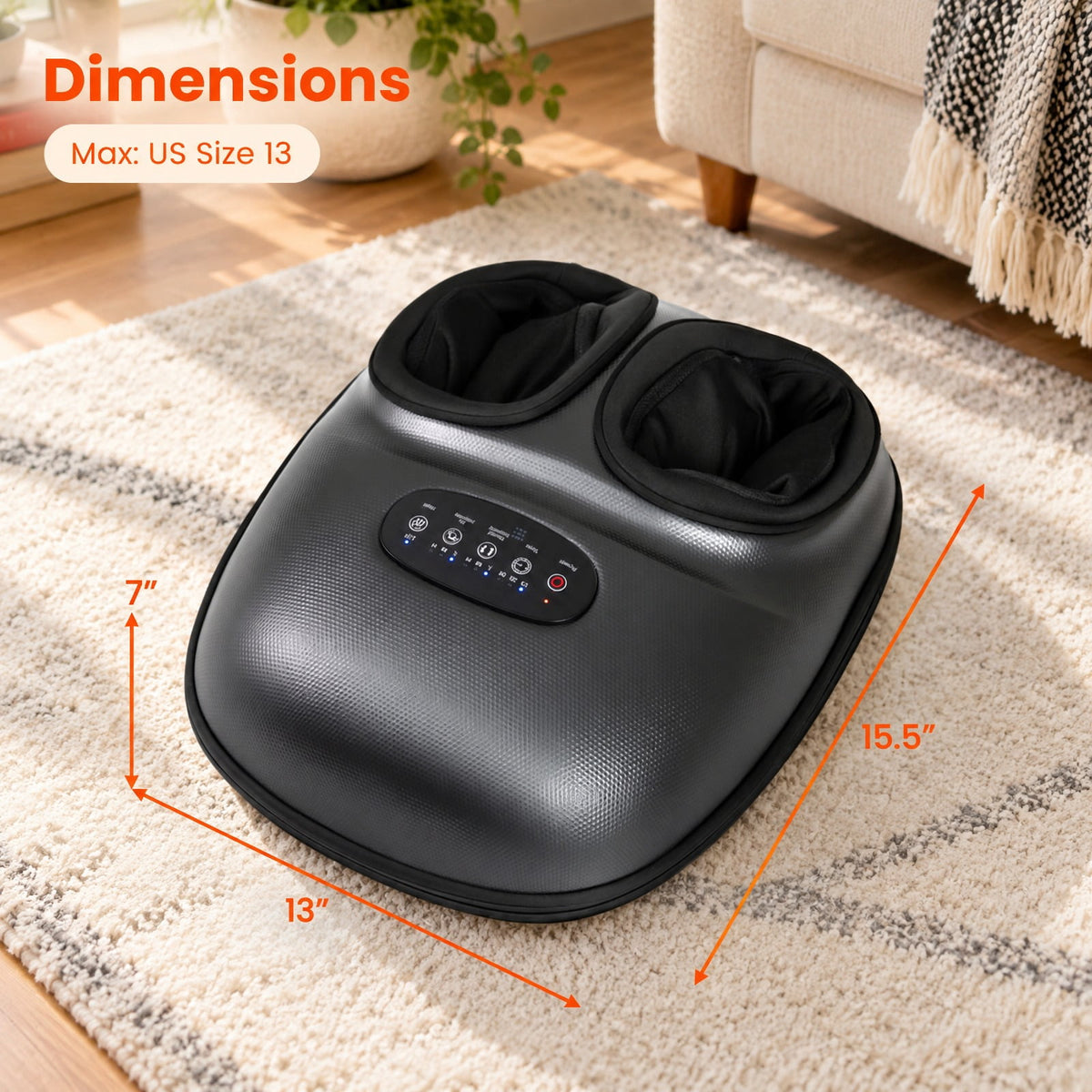 Airfind Shiatsu Foot Massager Machine with 2-Level Heat and Air Compression, EVA ABS Polyester Fabric Frame, Black