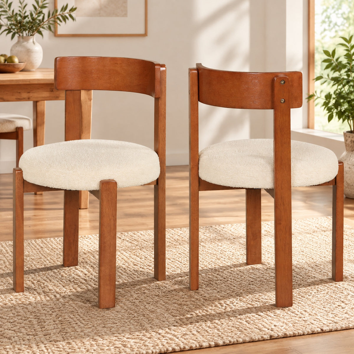 Airfind Modern Dining Chairs Set of 2 with Solid Rubber Wood Legs, 415 lbs Capacity, Rubber Wood Plywood Teddy Fleece Sponge Frame, Brown