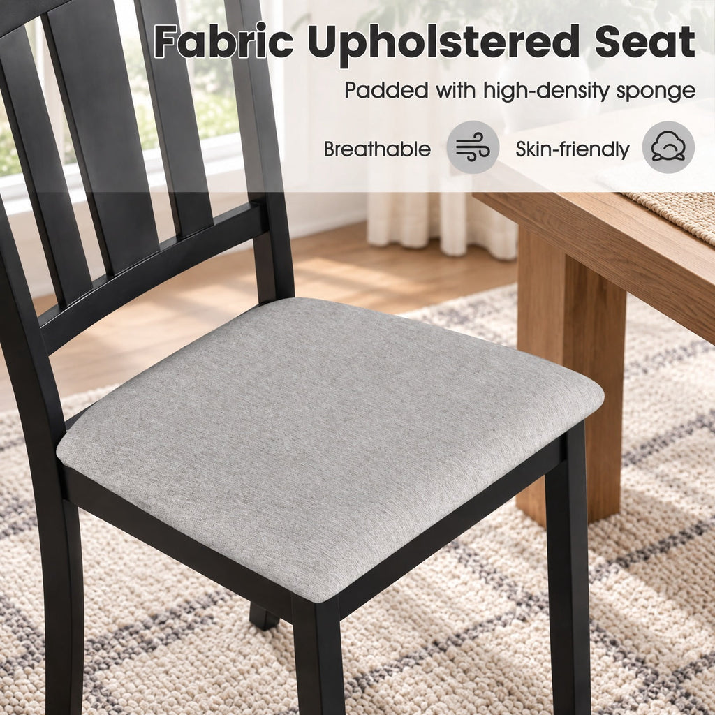 Airfind Set of 2 Wooden Dining Chair with Hollow Back and Soft-padded Cushion, 330 lbs Capacity, Rubberwood Fabric Sponge Engineered Wood Frame