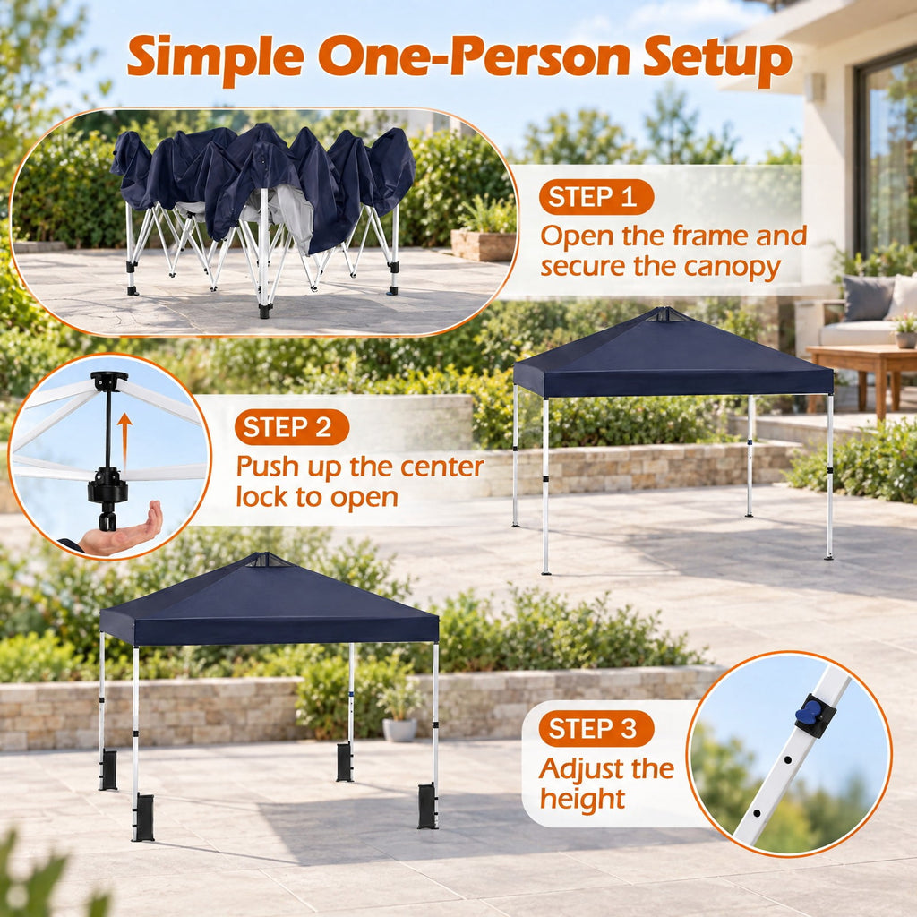 Airfind 10 x 10 Feet Outdoor Commercial Pop up Canopy Tent, 210D Oxford Fabric Metal Frame, 10 x 10 x 8.2-8.8 ft (L x W x H) 3 Footprint, Blue
