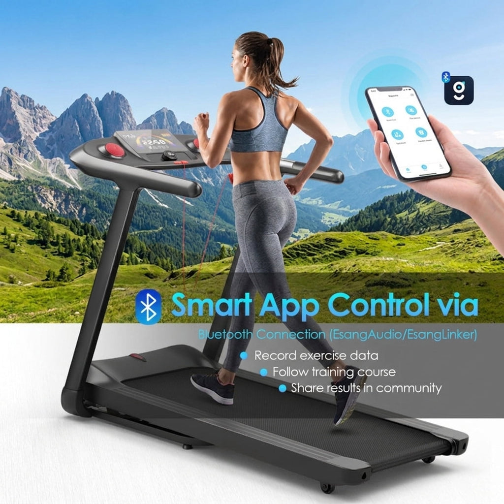 Airfind 4.75 HP Folding Treadmill Running Walking Treadmill for Home with Cushioned Deck and Transport Wheels Supports 264 lbs, Black