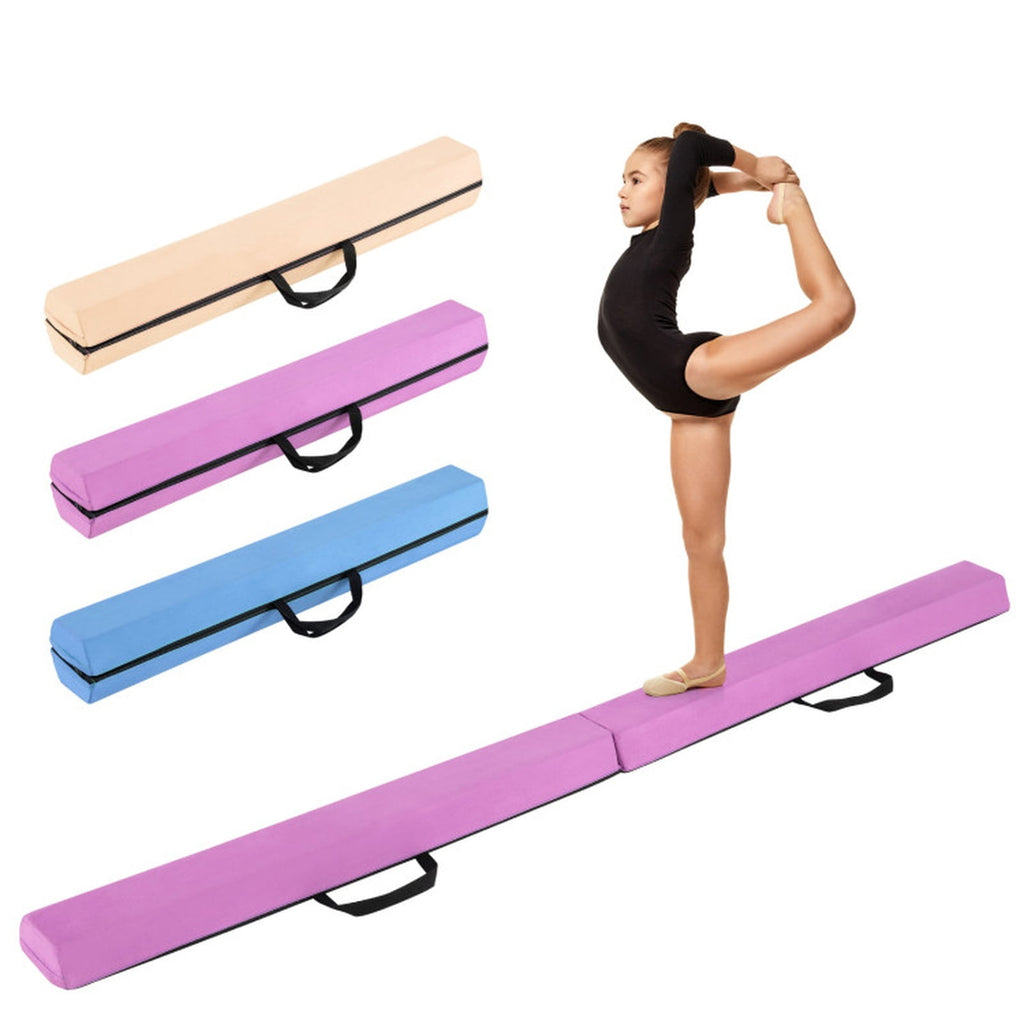 Airfind 7 FT Folding Balance Beam with Removable Suede Cover and Non-Slip Bottom, Portable Gymnastics Training Beam for Home, Purple