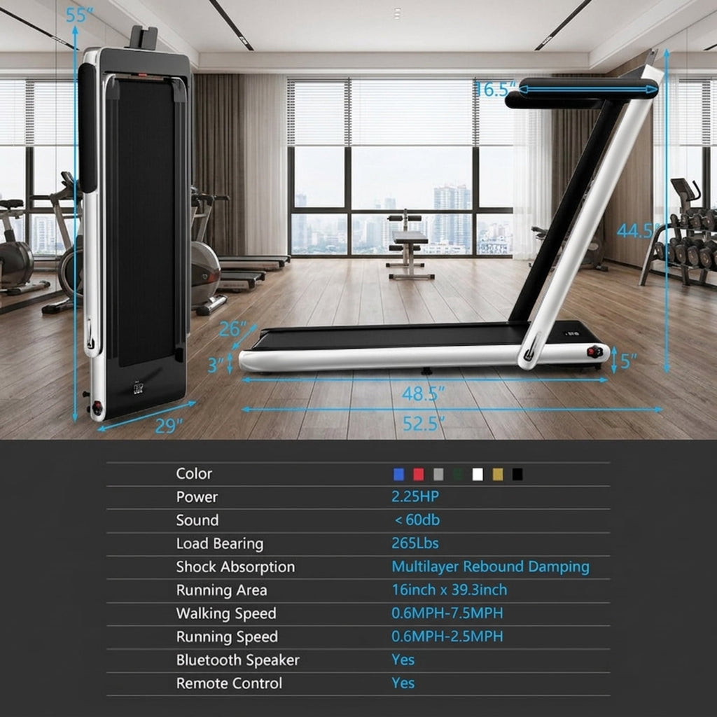 Airfind 2.25HP 2-in-1 Walk-to-Run Folding Treadmill with APP Sync Audio Console, Silver
