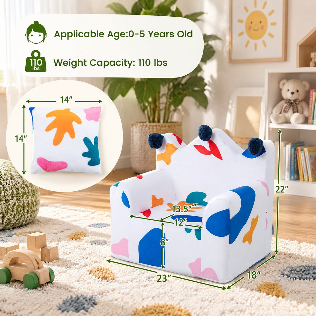 Airfind High-density Padding Kids Sofa with Armrest and Extra Pilow, 110 lbs Capacity, Ultra-Soft Velvet Sponge Frame, 23 x 18 x 22 Footprint