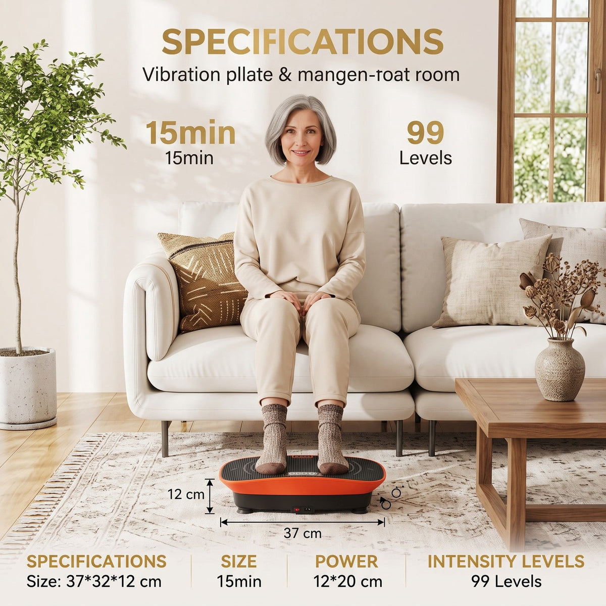 Airfind Vibration Plate Exercise Machine for Weight Loss and Lymphatic Drainage, 10 Speed Whole Body Vibration Platform with LED Display and Hands-Free Remote, Orange