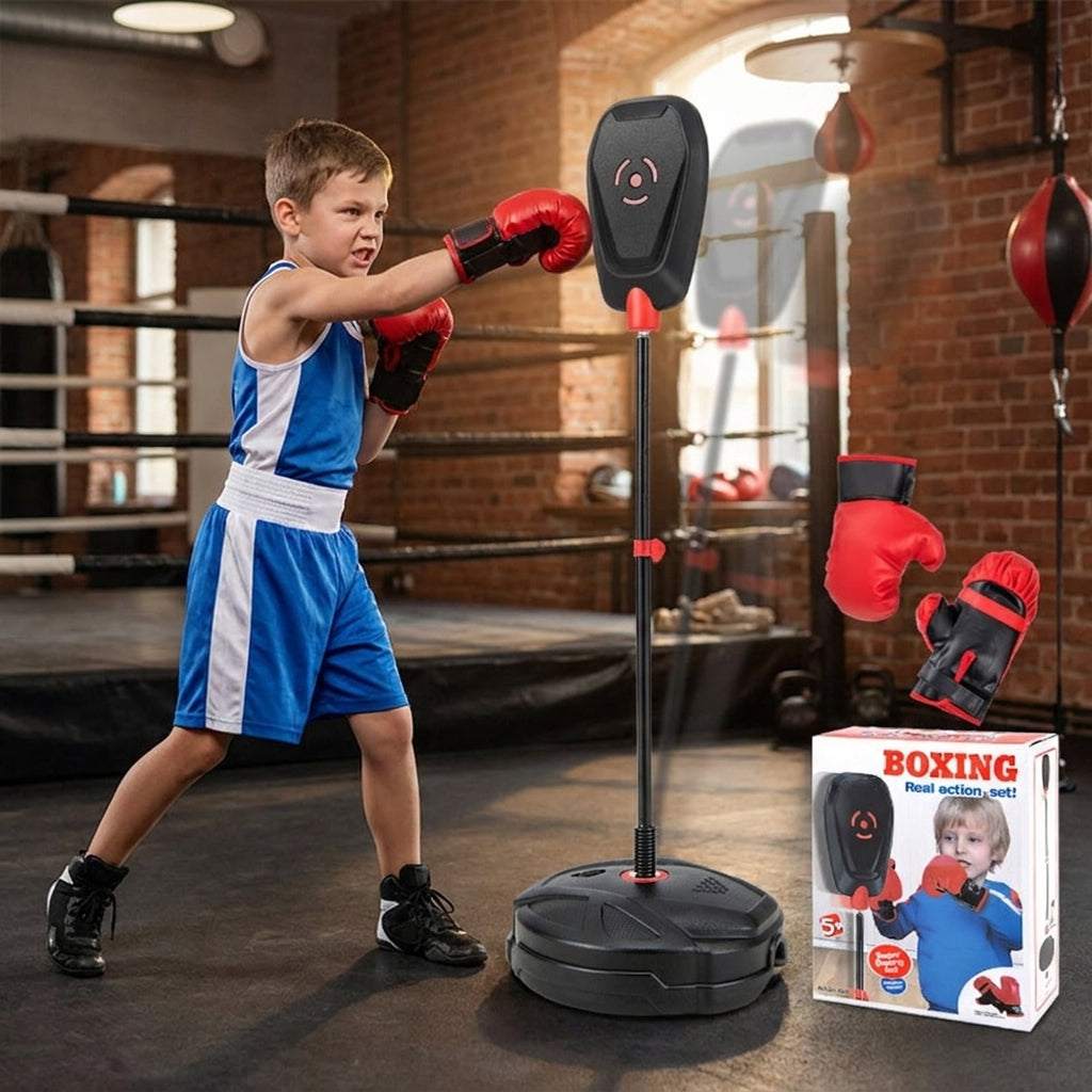Airfind Heavy Duty Freestanding Punching Bag with Reinforced Canvas and Pre-Filled Sand Base and 12oz Boxing Gloves and Quick Assembly for Adults Home Training, Black