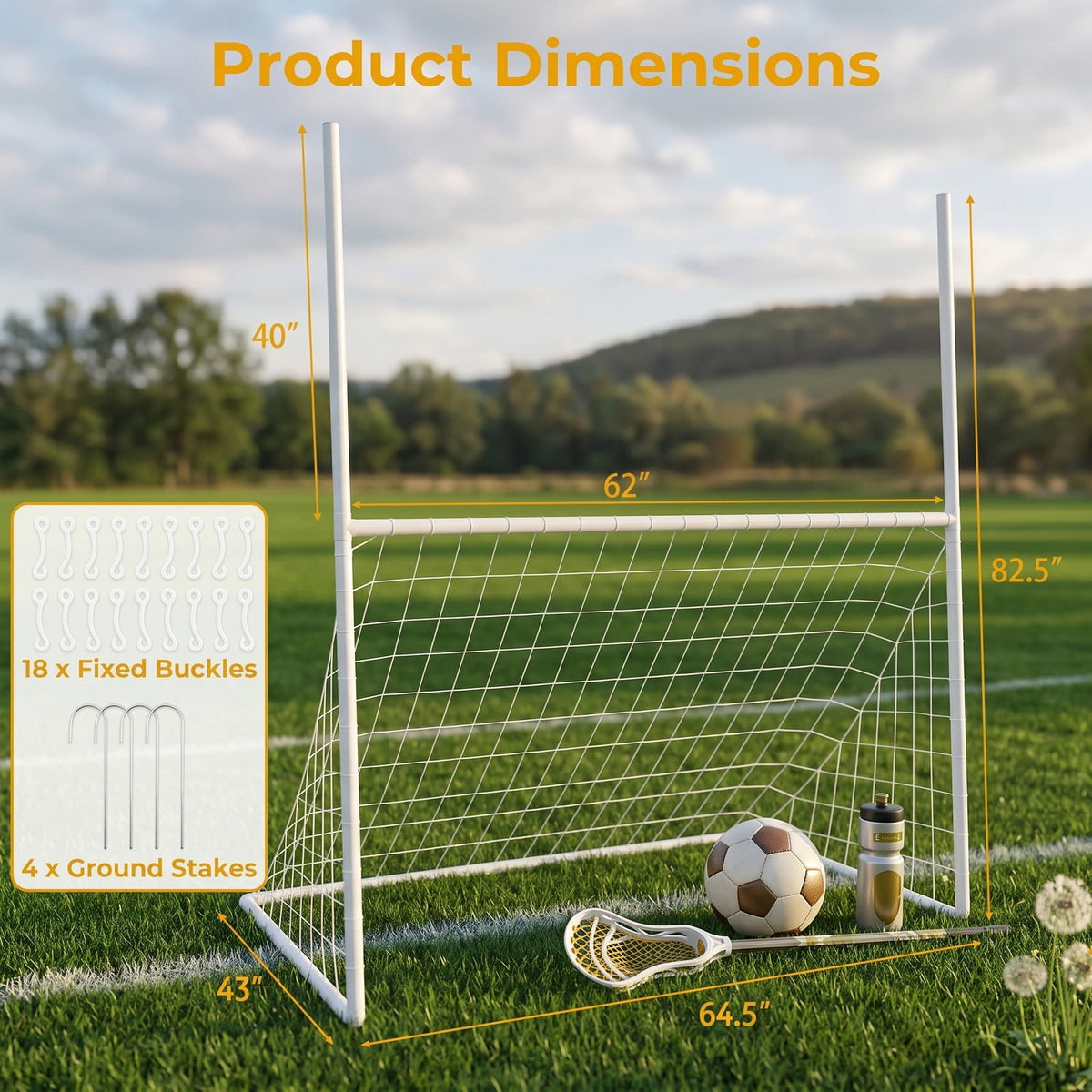 Airfind 2 in 1 Soccer Goal All Weather Football Training Equipment Portable Backyard Net with Ground Stakes for Park School Team Practice, 5.5 x 7 ft, White